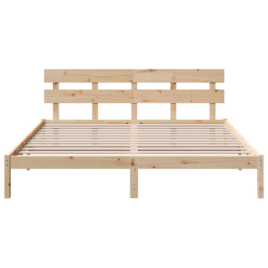 Bedframe met hoofdeinde Bruin 180 x 200 cm Massief grenenhout