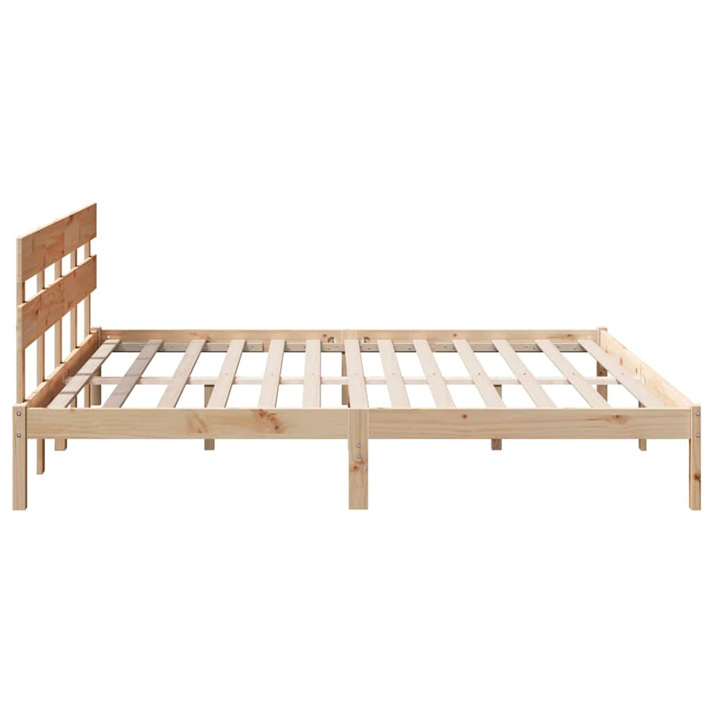 Bedframe met hoofdeinde Bruin 180 x 200 cm Massief grenenhout