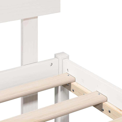 Bedframe met hoofdeinde Wit 180 x 200 cm Massief grenenhout