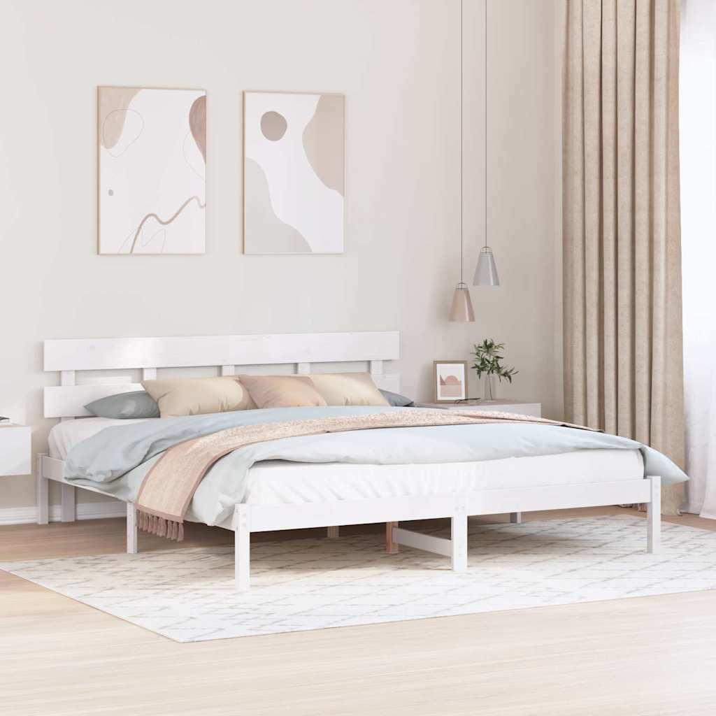 Bedframe met hoofdeinde Wit 180 x 200 cm Massief grenenhout