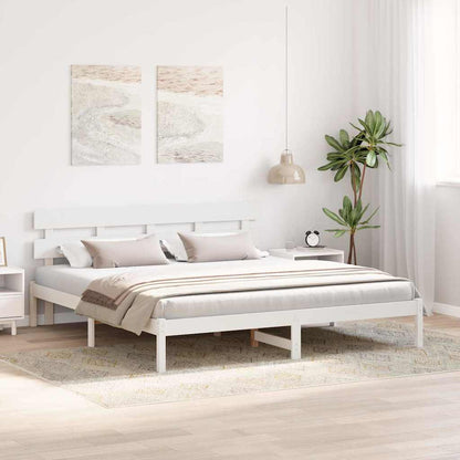 Bedframe met hoofdeinde Wit 180 x 200 cm Massief grenenhout