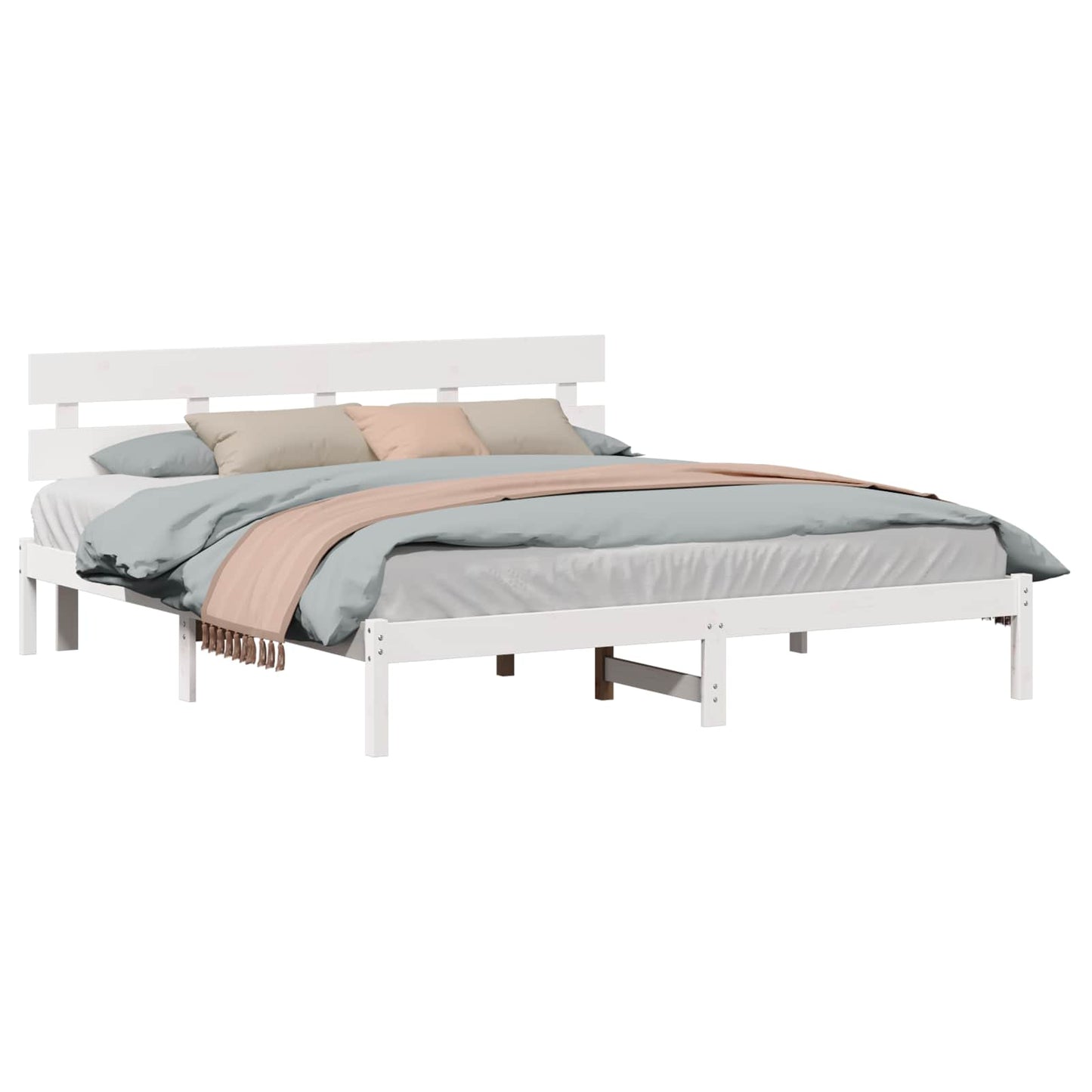 Bedframe met hoofdeinde Wit 180 x 200 cm Massief grenenhout