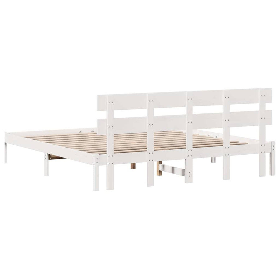 Bedframe met hoofdeinde Wit 180 x 200 cm Massief grenenhout