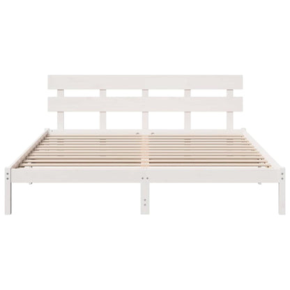 Bedframe met hoofdeinde Wit 180 x 200 cm Massief grenenhout