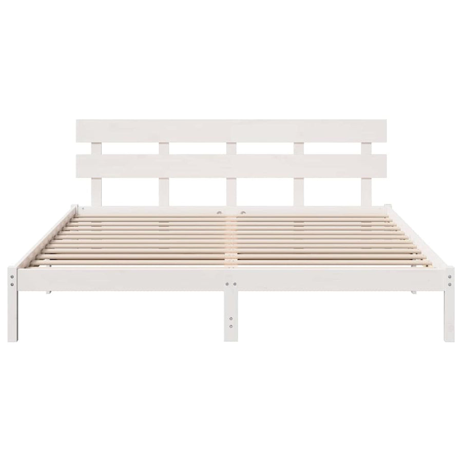 Bedframe met hoofdeinde Wit 180 x 200 cm Massief grenenhout