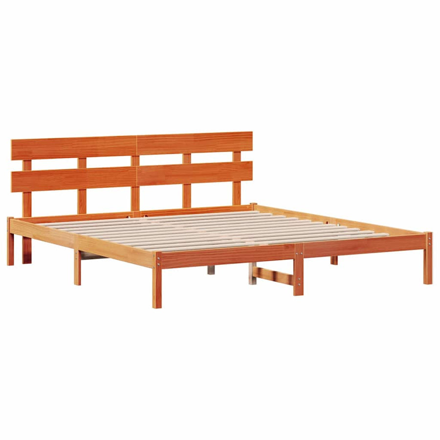 Bedframe met hoofdeinde Bruin 180 x 200 cm Massief grenenhout