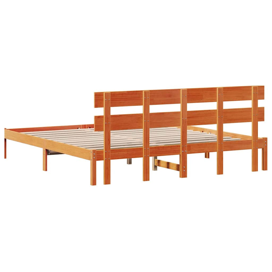 Bedframe met hoofdeinde Bruin 180 x 200 cm Massief grenenhout