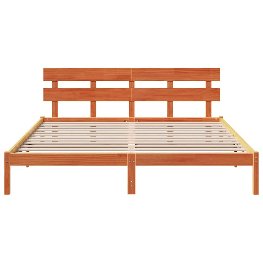 Bedframe met hoofdeinde Bruin 180 x 200 cm Massief grenenhout