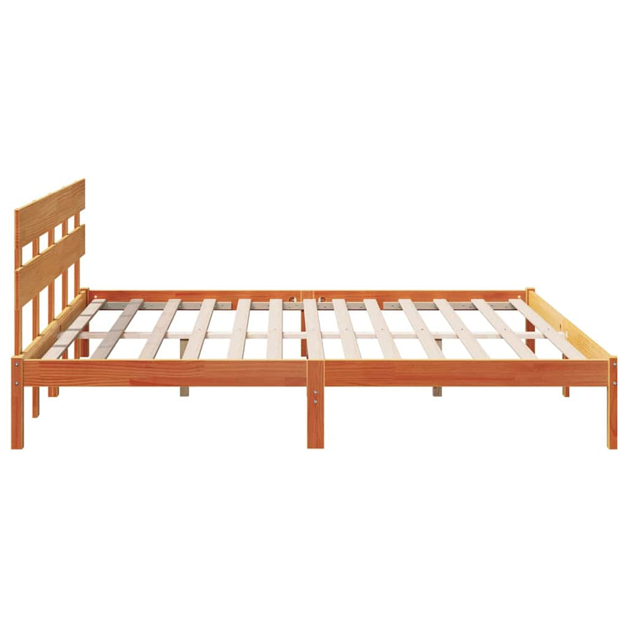 Bedframe met hoofdeinde Bruin 180 x 200 cm Massief grenenhout
