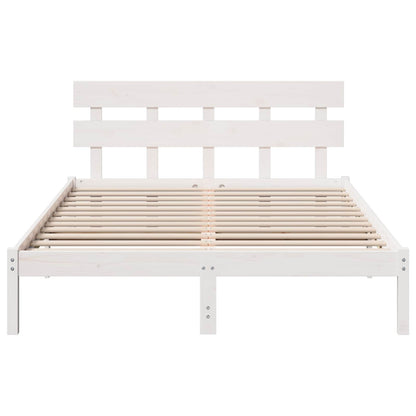 Bedframe met hoofdeinde Wit 160 x 200 cm Massief grenenhout