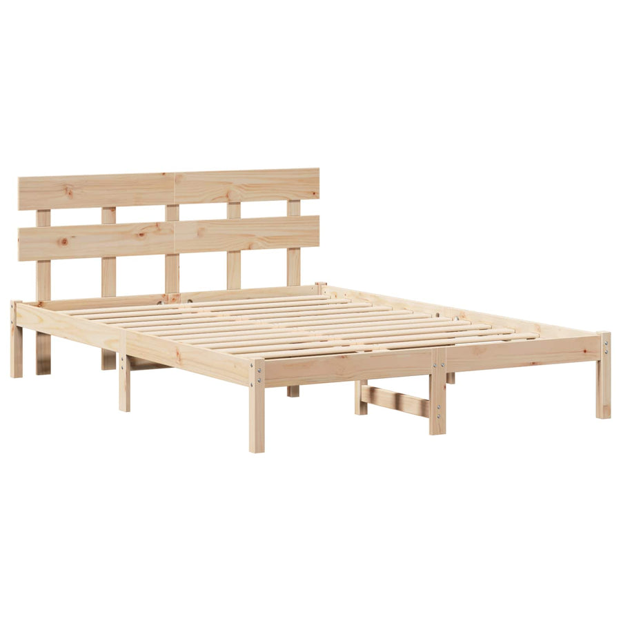 Bedframe met hoofdeinde Bruin 150 x 200 cm Massief grenenhout