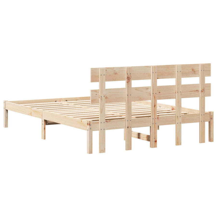 Bedframe met hoofdeinde Bruin 150 x 200 cm Massief grenenhout