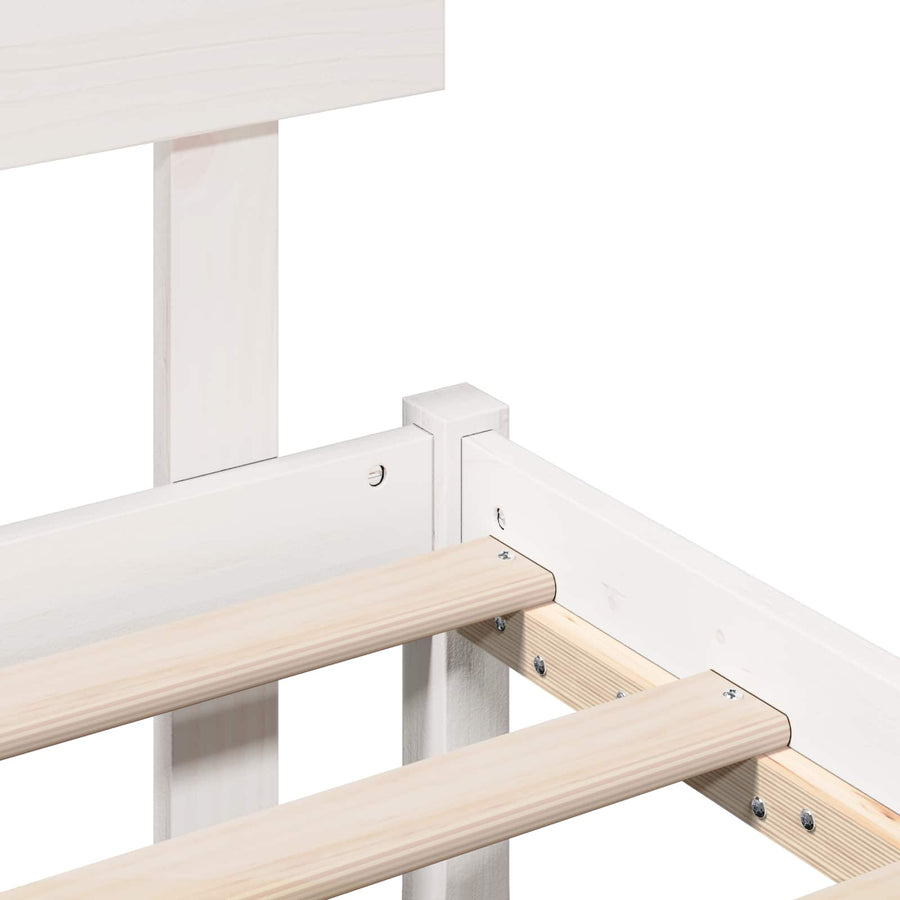 Bedframe met hoofdeinde Wit 150 x 200 cm Massief grenenhout