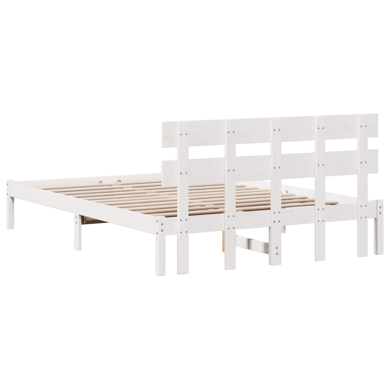 Bedframe met hoofdeinde Wit 150 x 200 cm Massief grenenhout