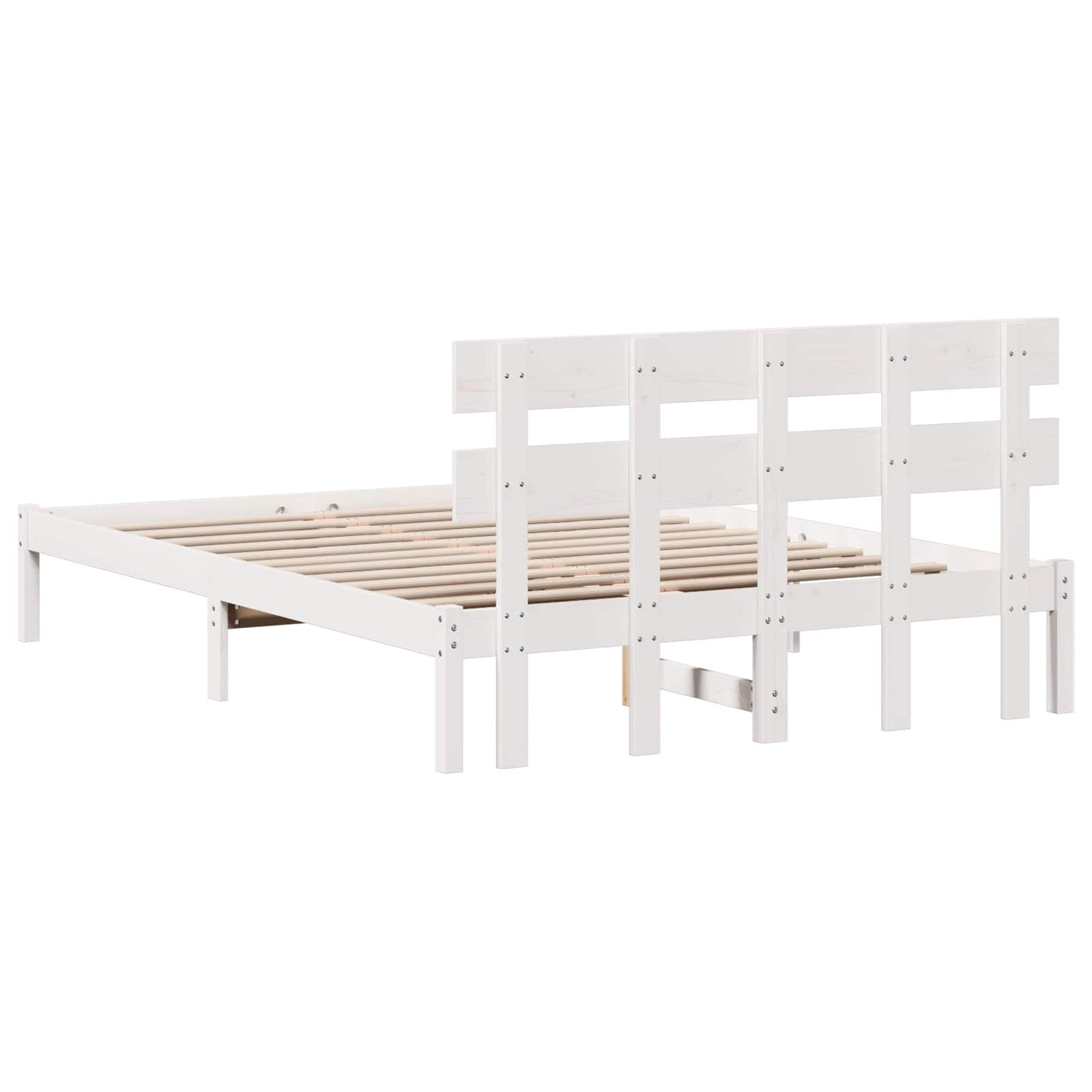 Bedframe met hoofdeinde Wit 150 x 200 cm Massief grenenhout