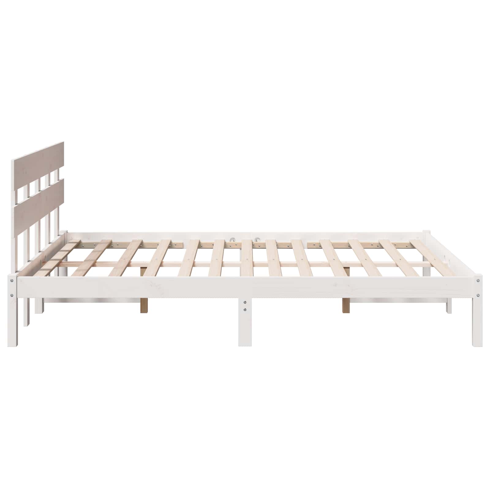 Bedframe met hoofdeinde Wit 150 x 200 cm Massief grenenhout