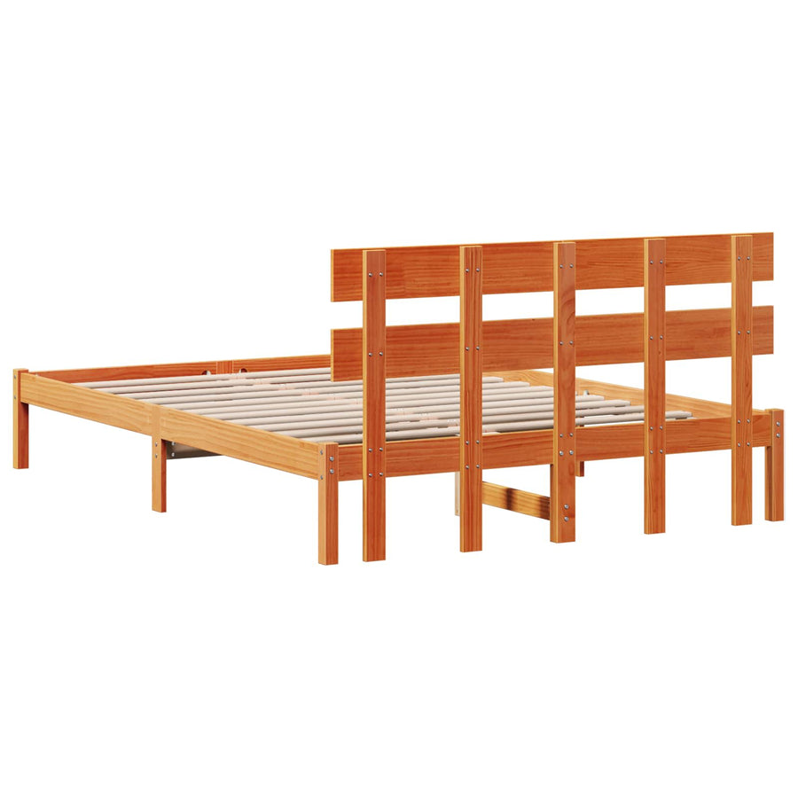 Bedframe met hoofdeinde Bruin 150 x 200 cm Massief grenenhout