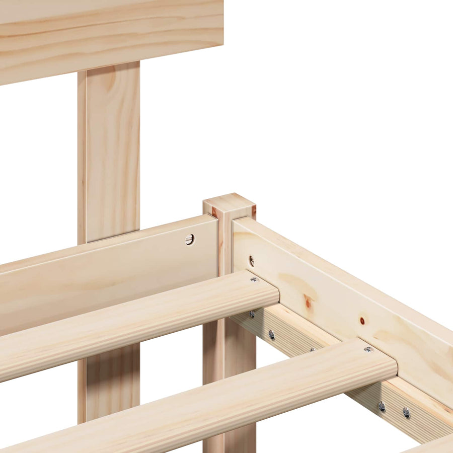 Bedframe met hoofdeinde Bruin 140 x 200 cm Massief grenenhout