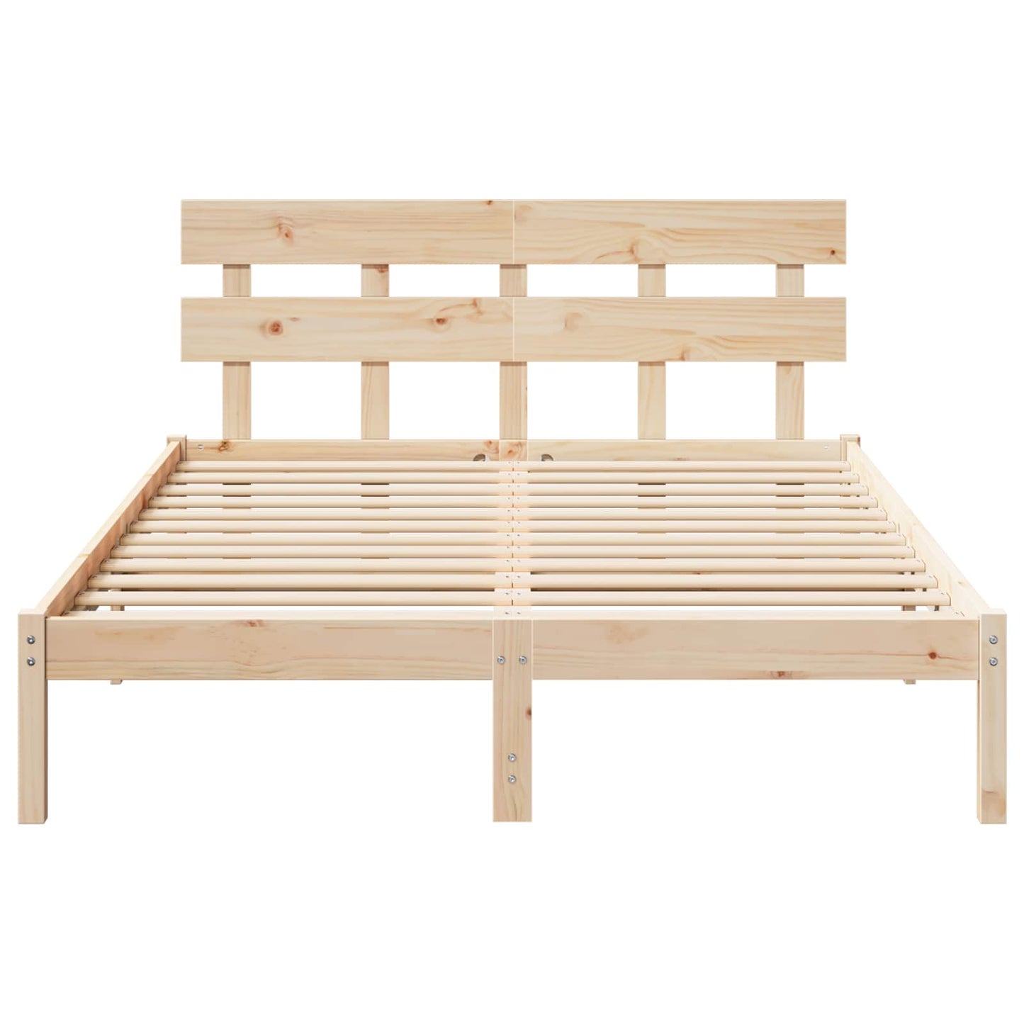 Bedframe met hoofdeinde Bruin 140 x 200 cm Massief grenenhout