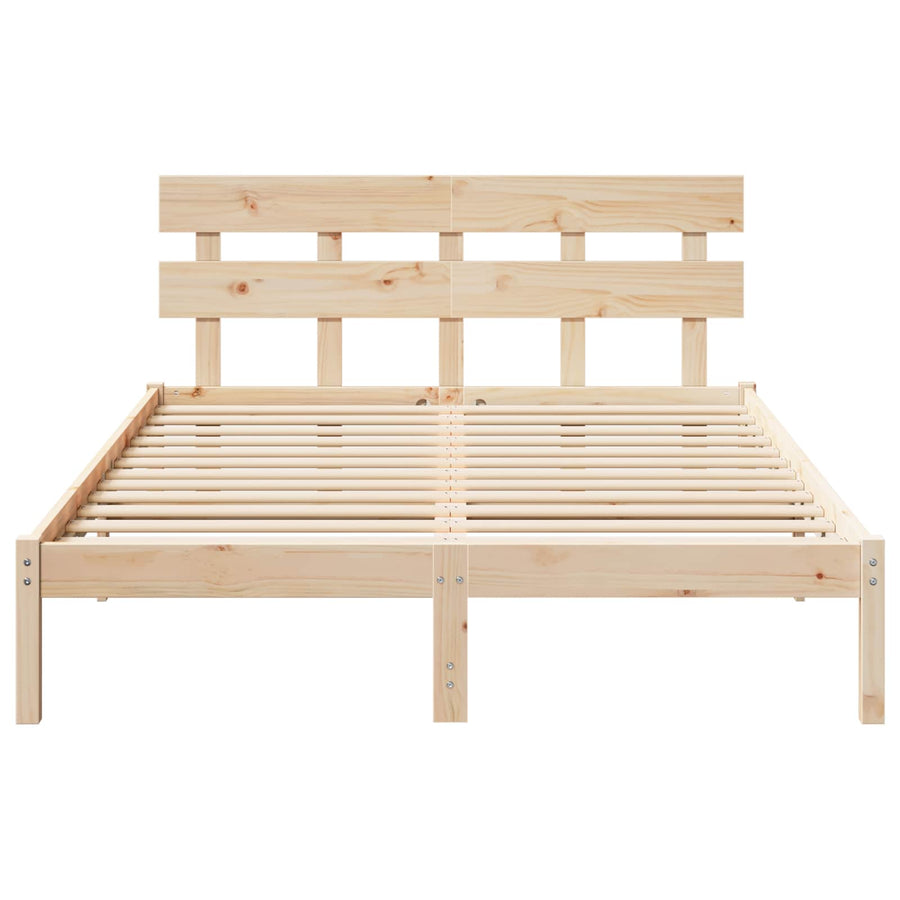 Bedframe met hoofdeinde Bruin 140 x 200 cm Massief grenenhout