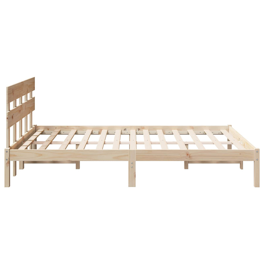 Bedframe met hoofdeinde Bruin 140 x 200 cm Massief grenenhout