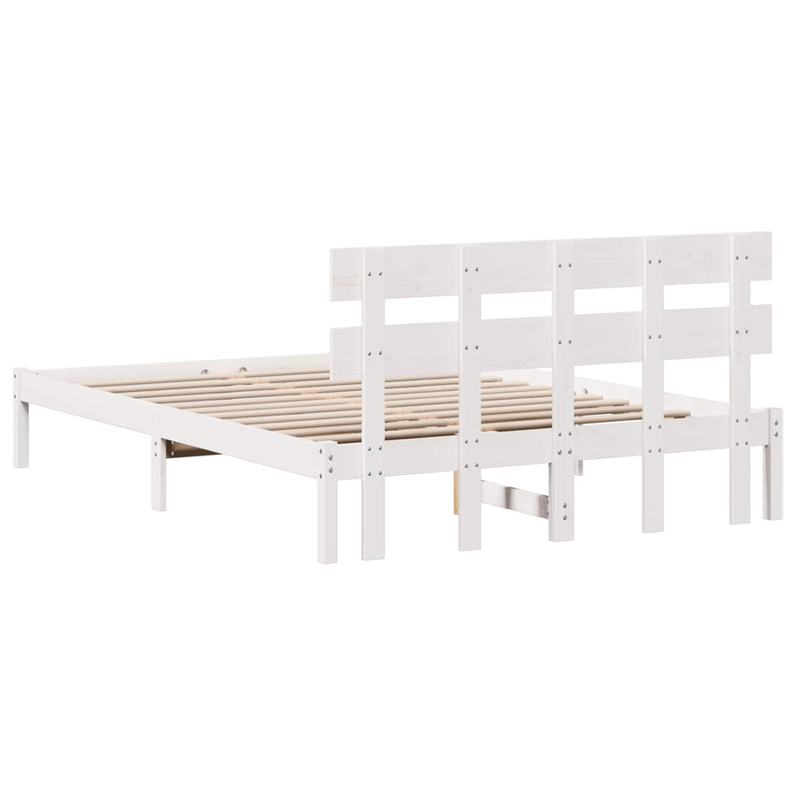 Bedframe met hoofdeinde Bruin 140 x 200 cm Massief grenenhout