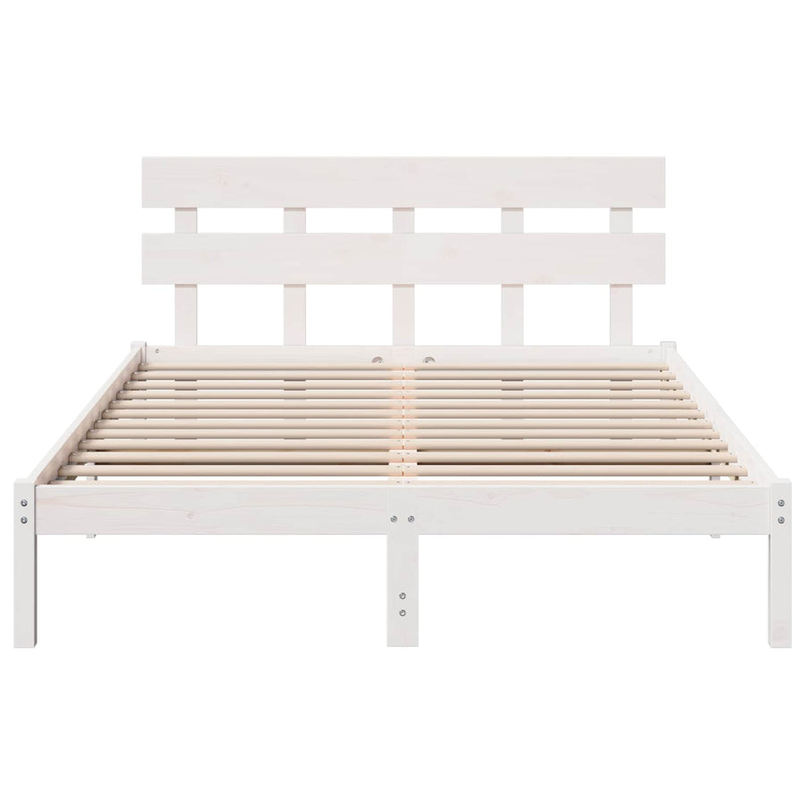 Bedframe met hoofdeinde Bruin 140 x 200 cm Massief grenenhout