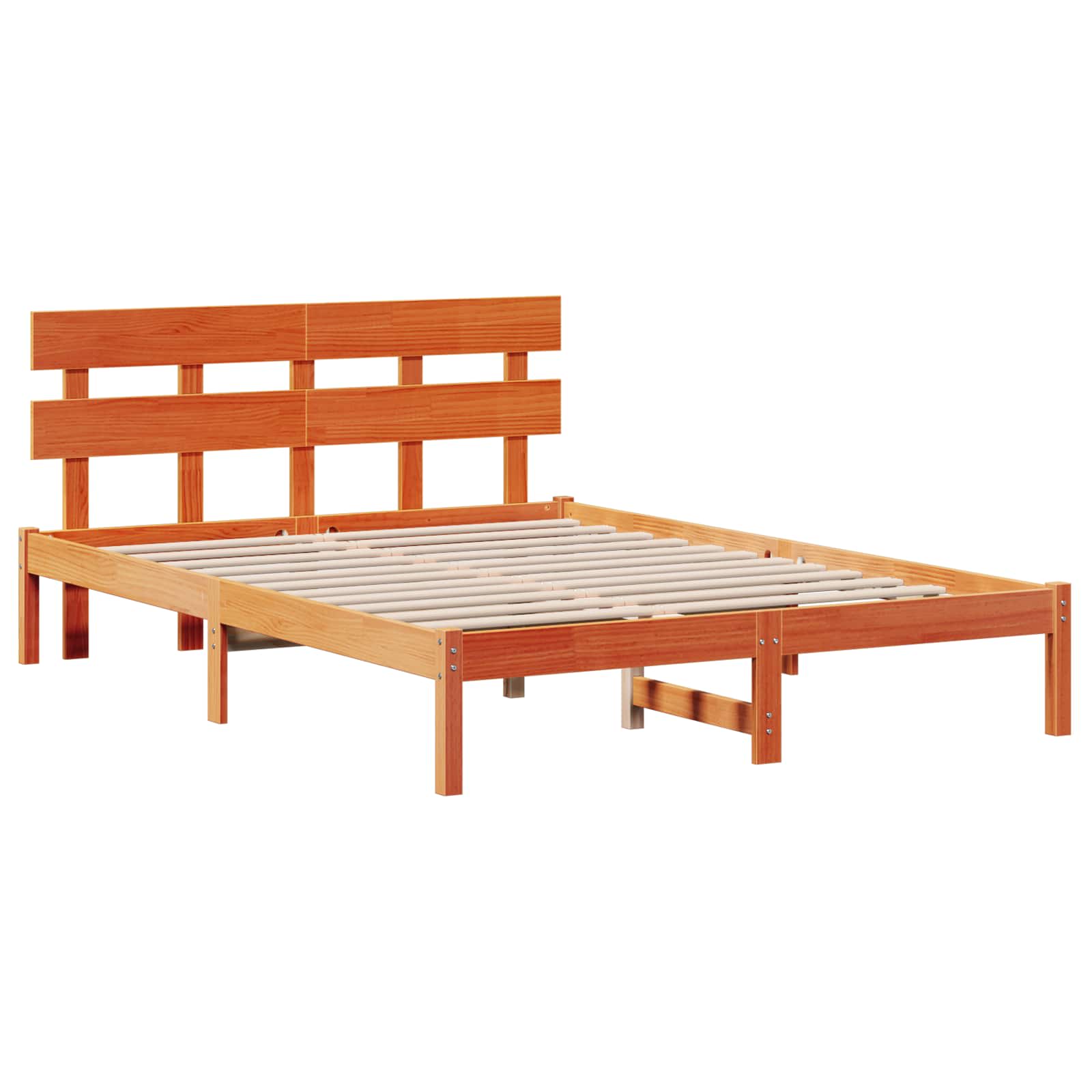 Bedframe met hoofdeinde Bruin 140 x 200 cm Massief grenenhout