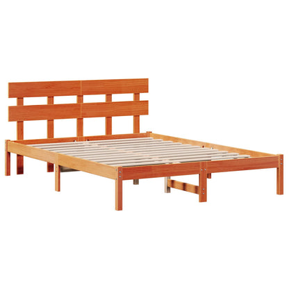 Bedframe met hoofdeinde Bruin 140 x 200 cm Massief grenenhout