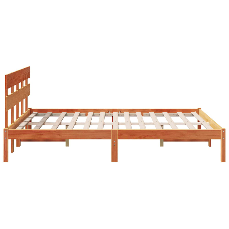 Bedframe met hoofdeinde Bruin 140 x 200 cm Massief grenenhout