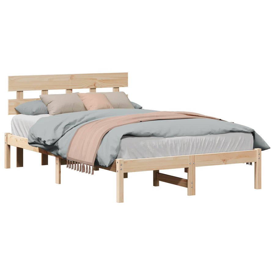 Bedframe met hoofdeinde Bruin 120 x 200 cm Massief grenenhout