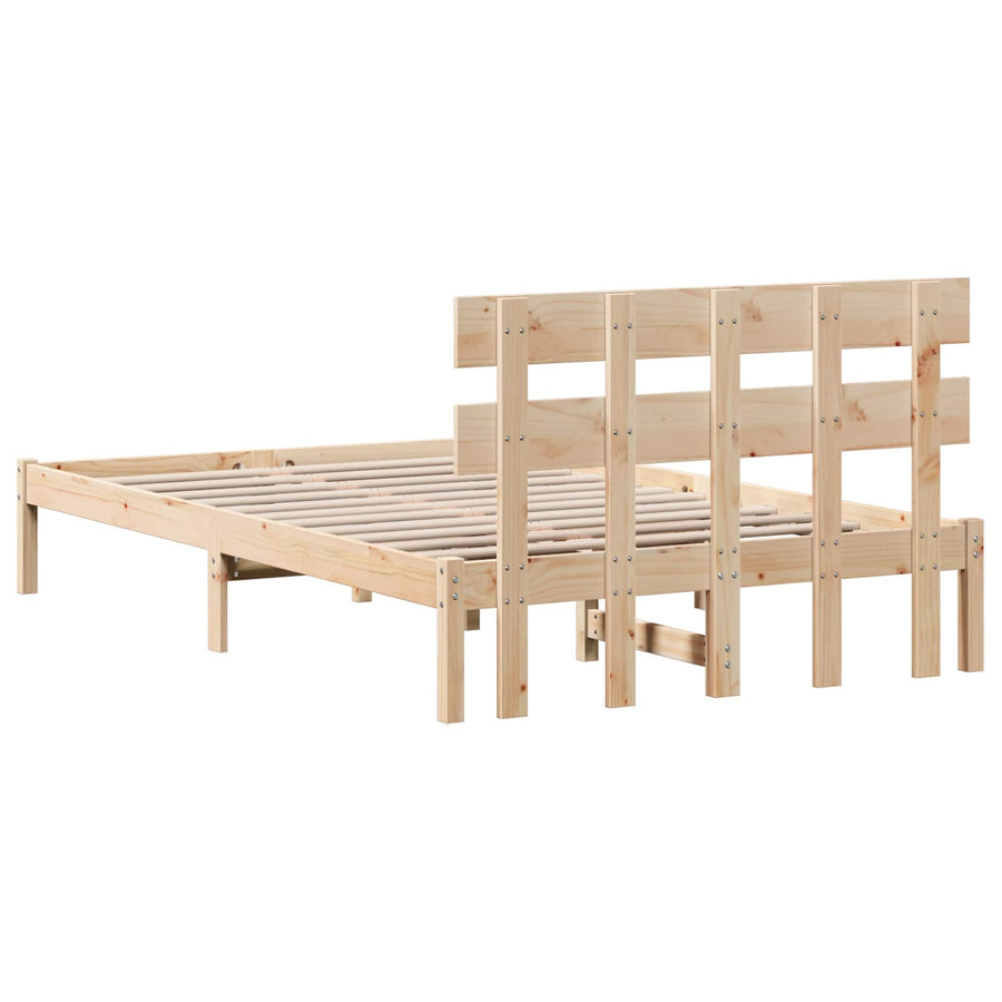 Bedframe met hoofdeinde Bruin 120 x 200 cm Massief grenenhout