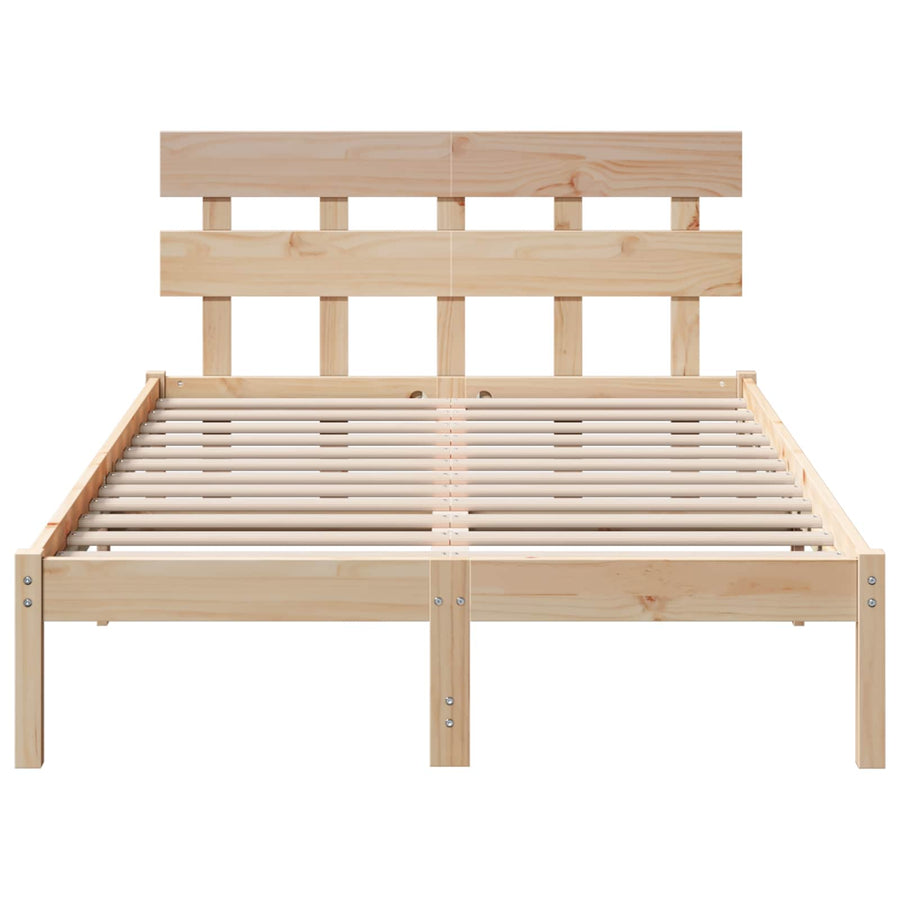 Bedframe met hoofdeinde Bruin 120 x 200 cm Massief grenenhout