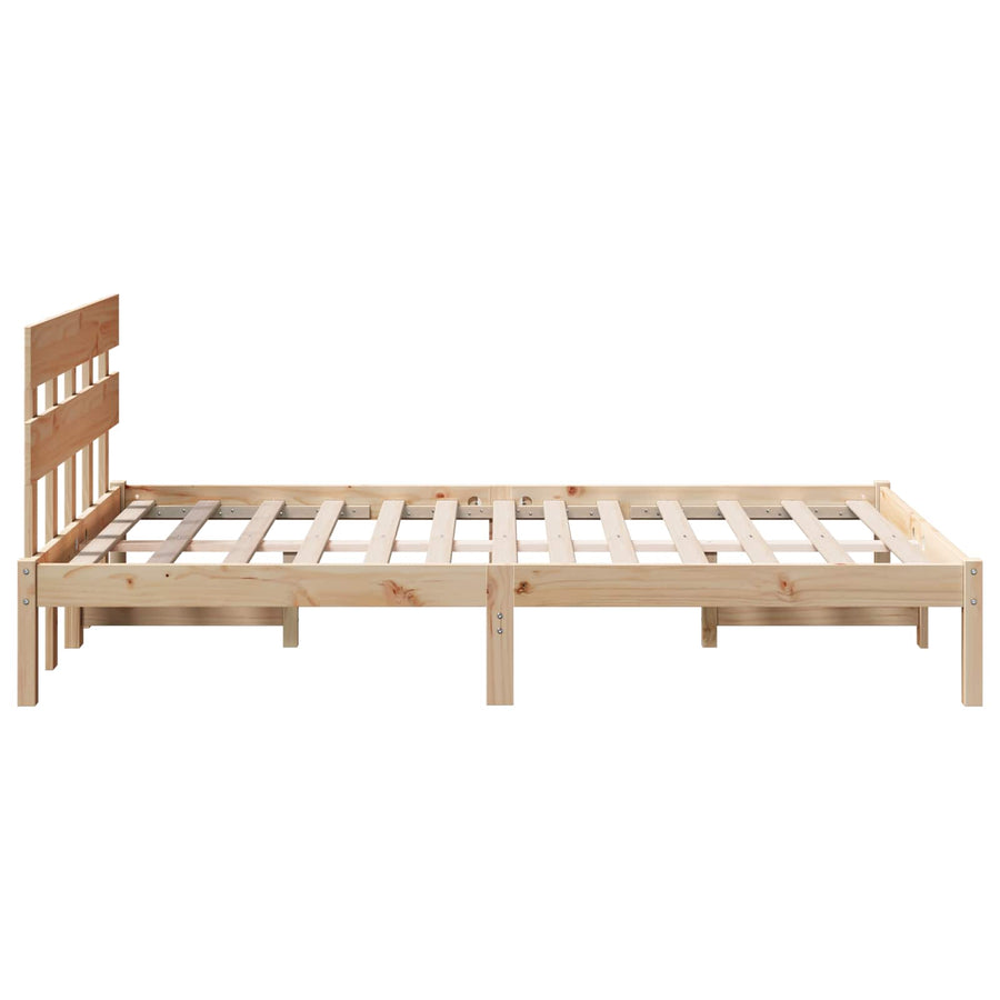 Bedframe met hoofdeinde Bruin 120 x 200 cm Massief grenenhout