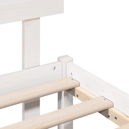 Bedframe met hoofdeinde Wit 120 x 200 cm Massief grenenhout