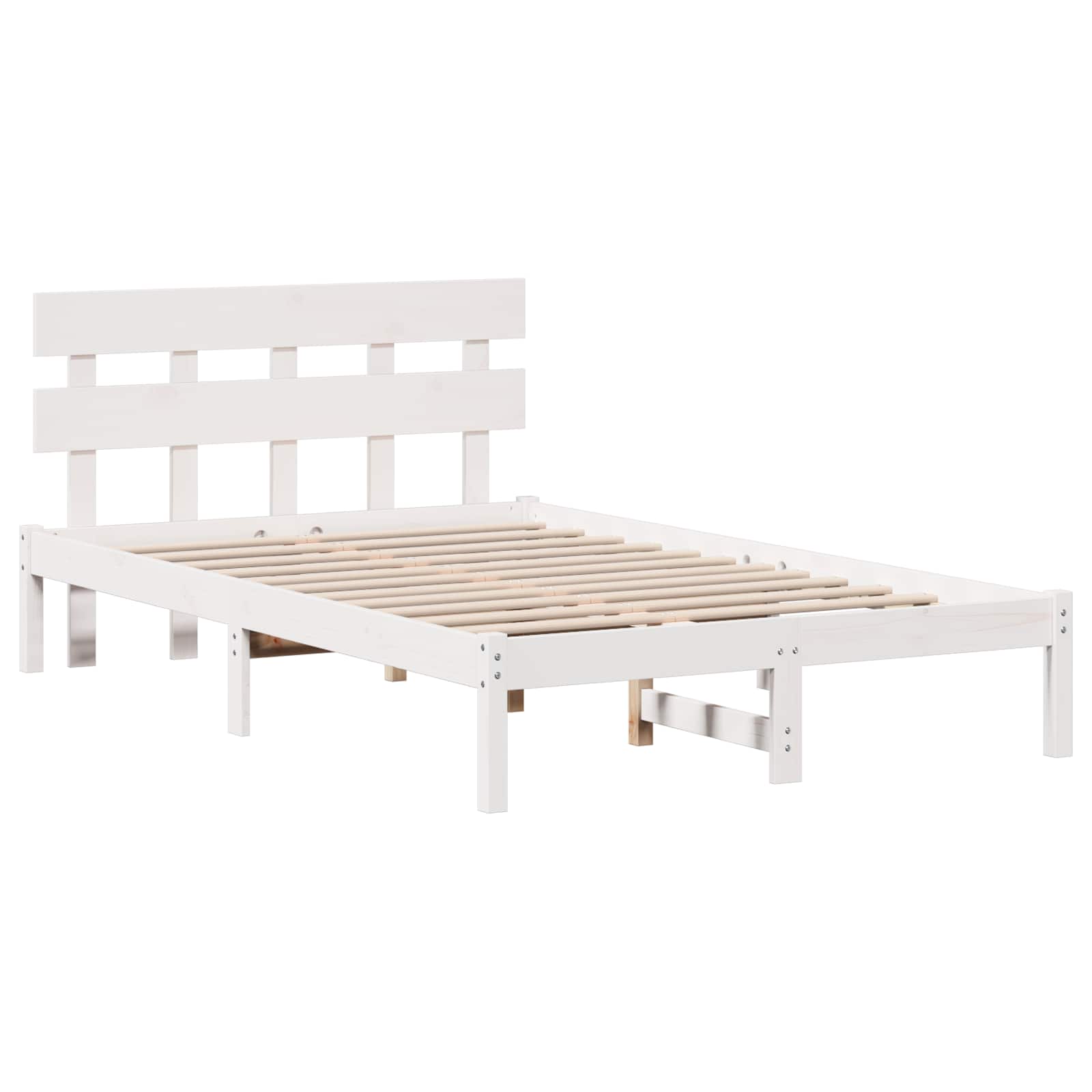 Bedframe met hoofdeinde Wit 120 x 200 cm Massief grenenhout