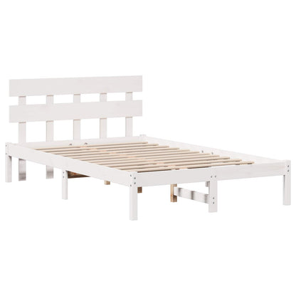 Bedframe met hoofdeinde Wit 120 x 200 cm Massief grenenhout
