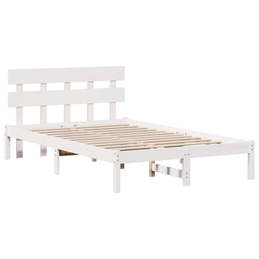 Bedframe met hoofdeinde Wit 120 x 200 cm Massief grenenhout