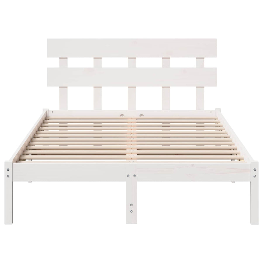 Bedframe met hoofdeinde Wit 120 x 200 cm Massief grenenhout