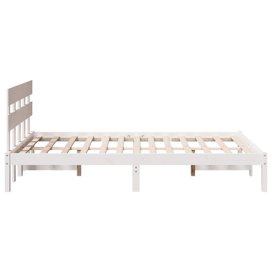Bedframe met hoofdeinde Wit 120 x 200 cm Massief grenenhout