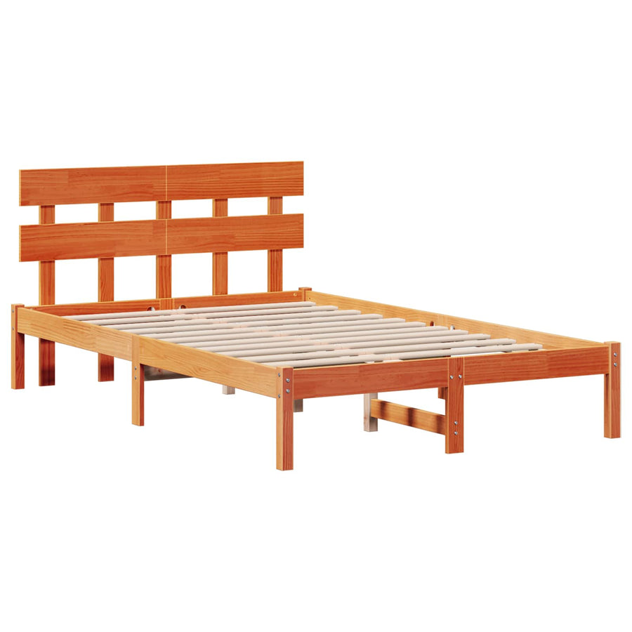 Bedframe met hoofdeinde Bruin 120 x 200 cm Massief grenenhout