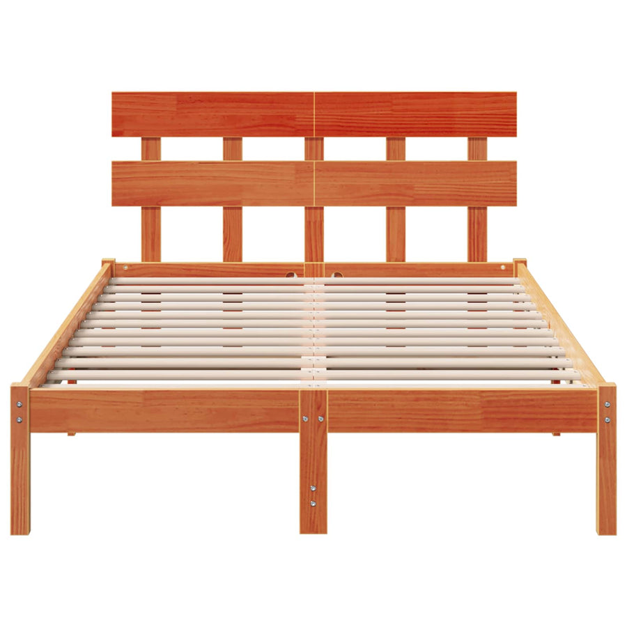 Bedframe met hoofdeinde Bruin 120 x 200 cm Massief grenenhout