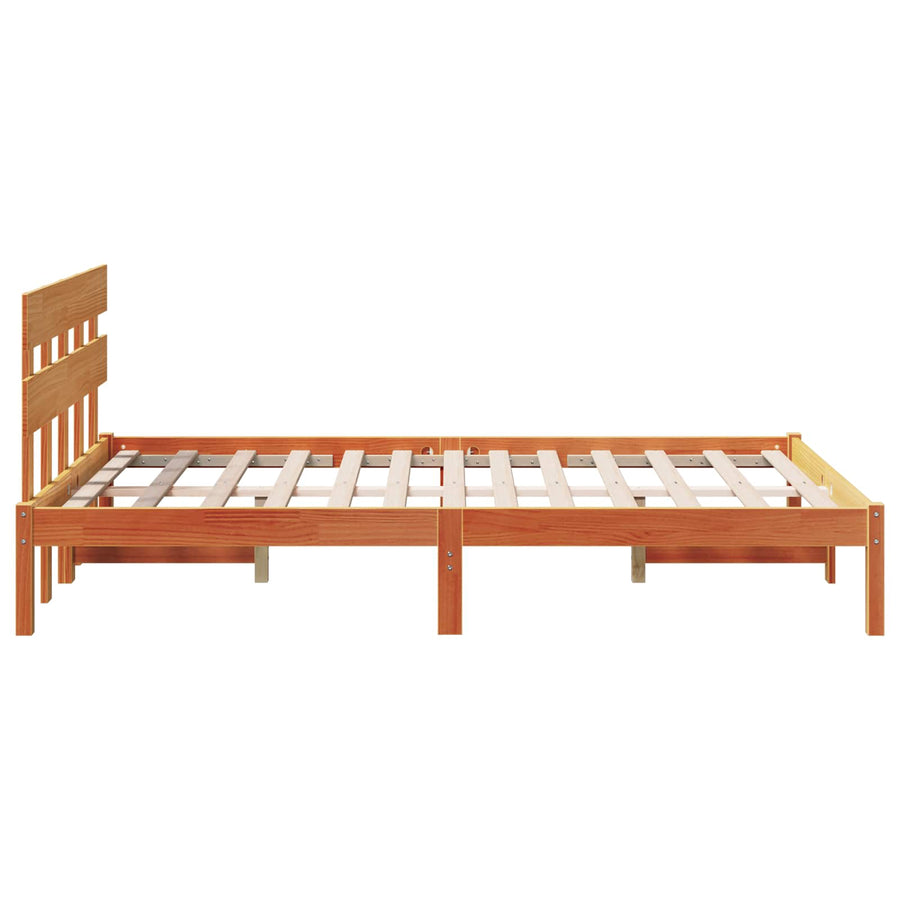 Bedframe met hoofdeinde Bruin 120 x 200 cm Massief grenenhout