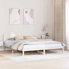 Bedframe 200x200 cm massief grenenhout wit