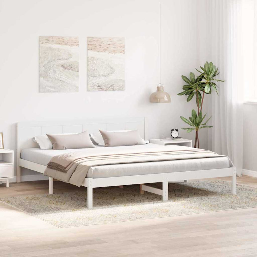 Bedframe Wit 200 x 200 cm Massief grenenhout