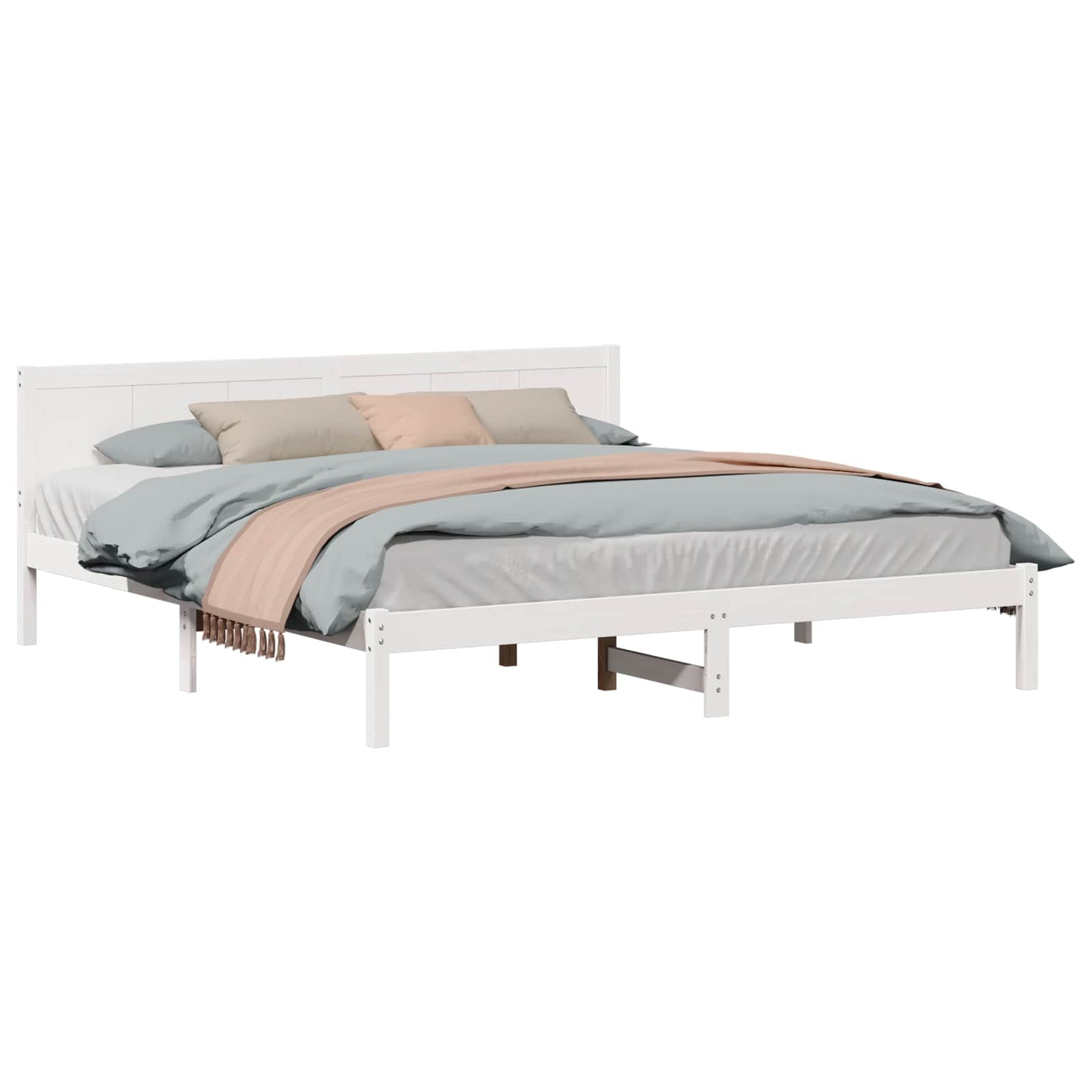 Bedframe Wit 200 x 200 cm Massief grenenhout