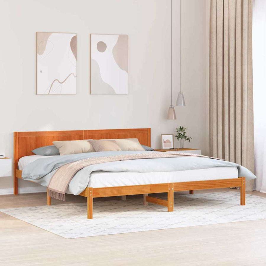 Bedframe Wax Bruin 200x200 cm Massief Grenenhout