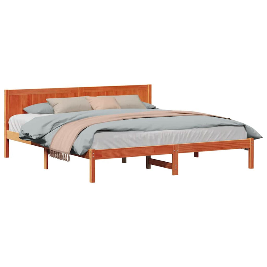 Bedframe Wax Bruin 200x200 cm Massief Grenenhout