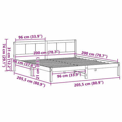 Bedframe Wax Bruin 200x200 cm Massief Grenenhout