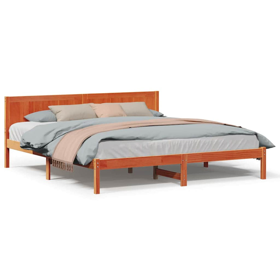 Bedframe Wax Bruin 200x200 cm Massief Grenenhout